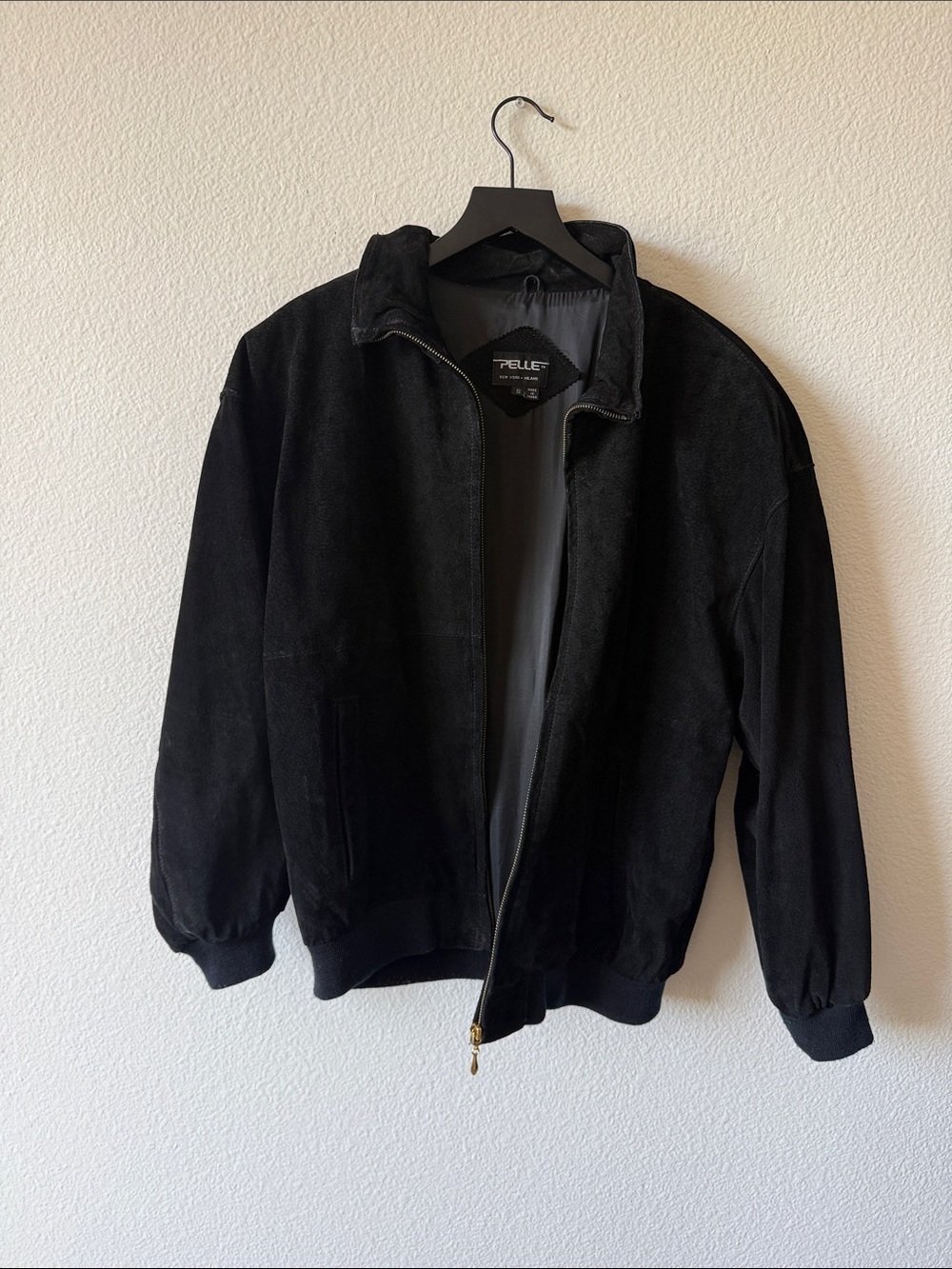 Pelle Men's Black Zip-Up Suede Sweater Jacket